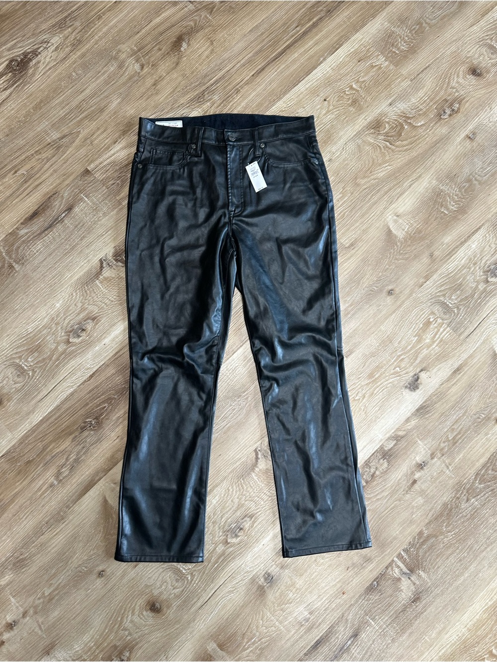 GAP Women's Black Straight Faux Leather Pants